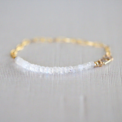 Cara Beaded Bracelet - Moonstone | Faceted Gemstone Bracelet