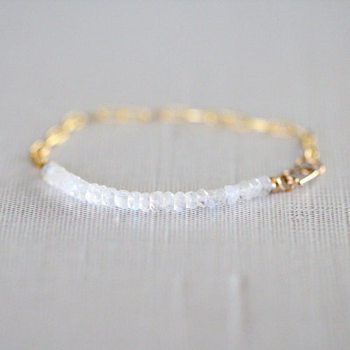 Cara Beaded Bracelet - Moonstone | Faceted Gemstone Bracelet