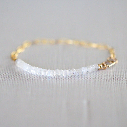 Cara Beaded Bracelet - Moonstone | Faceted Gemstone Bracelet