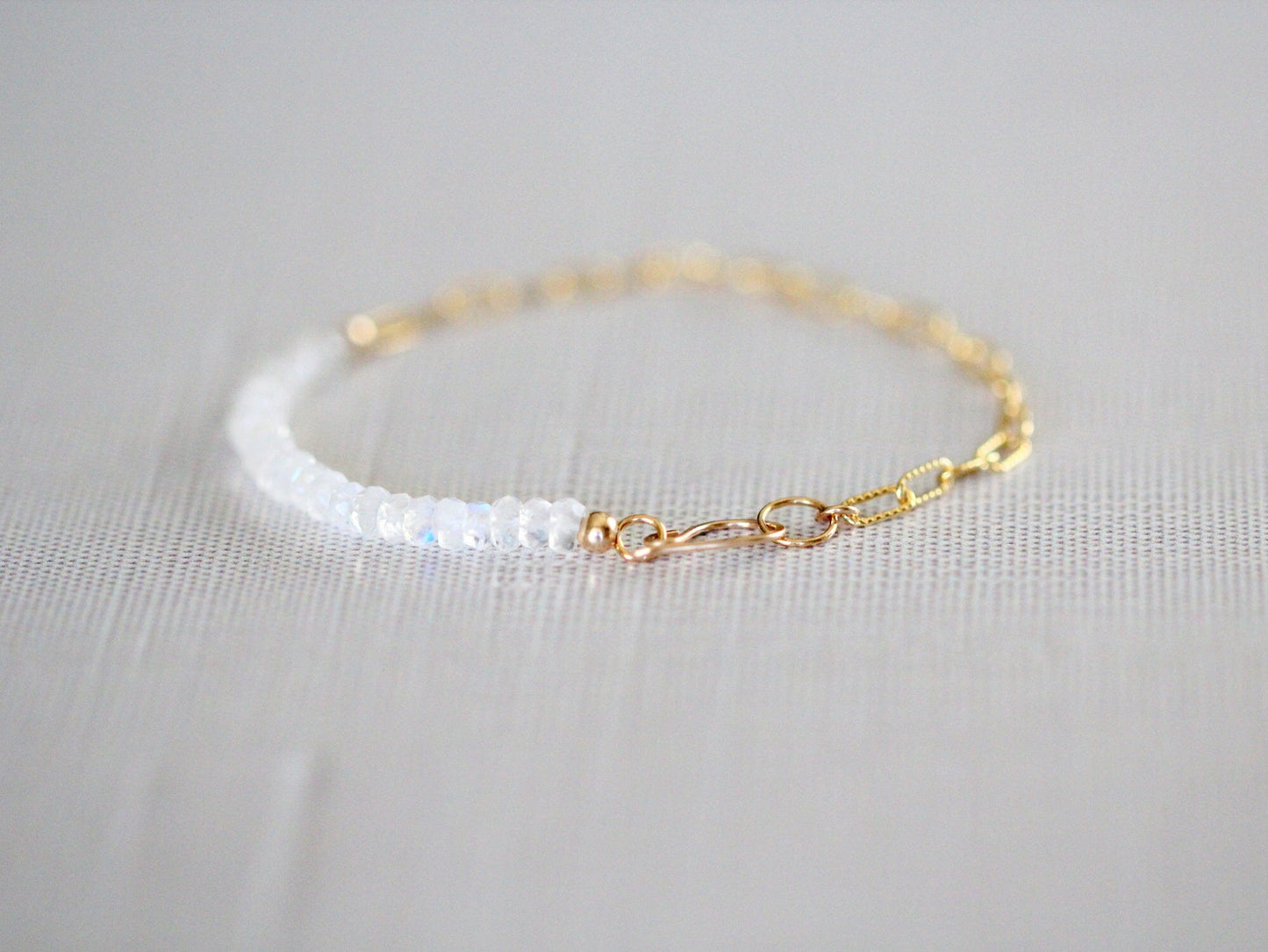 Cara Beaded Bracelet - Moonstone | Faceted Gemstone Bracelet