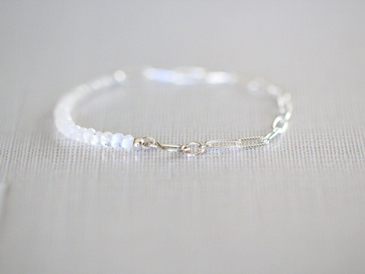 Cara Beaded Bracelet - Moonstone | Faceted Gemstone Bracelet