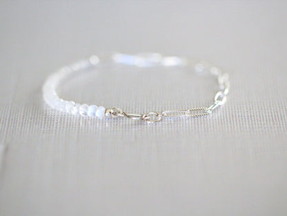 Cara Beaded Bracelet - Moonstone | Faceted Gemstone Bracelet