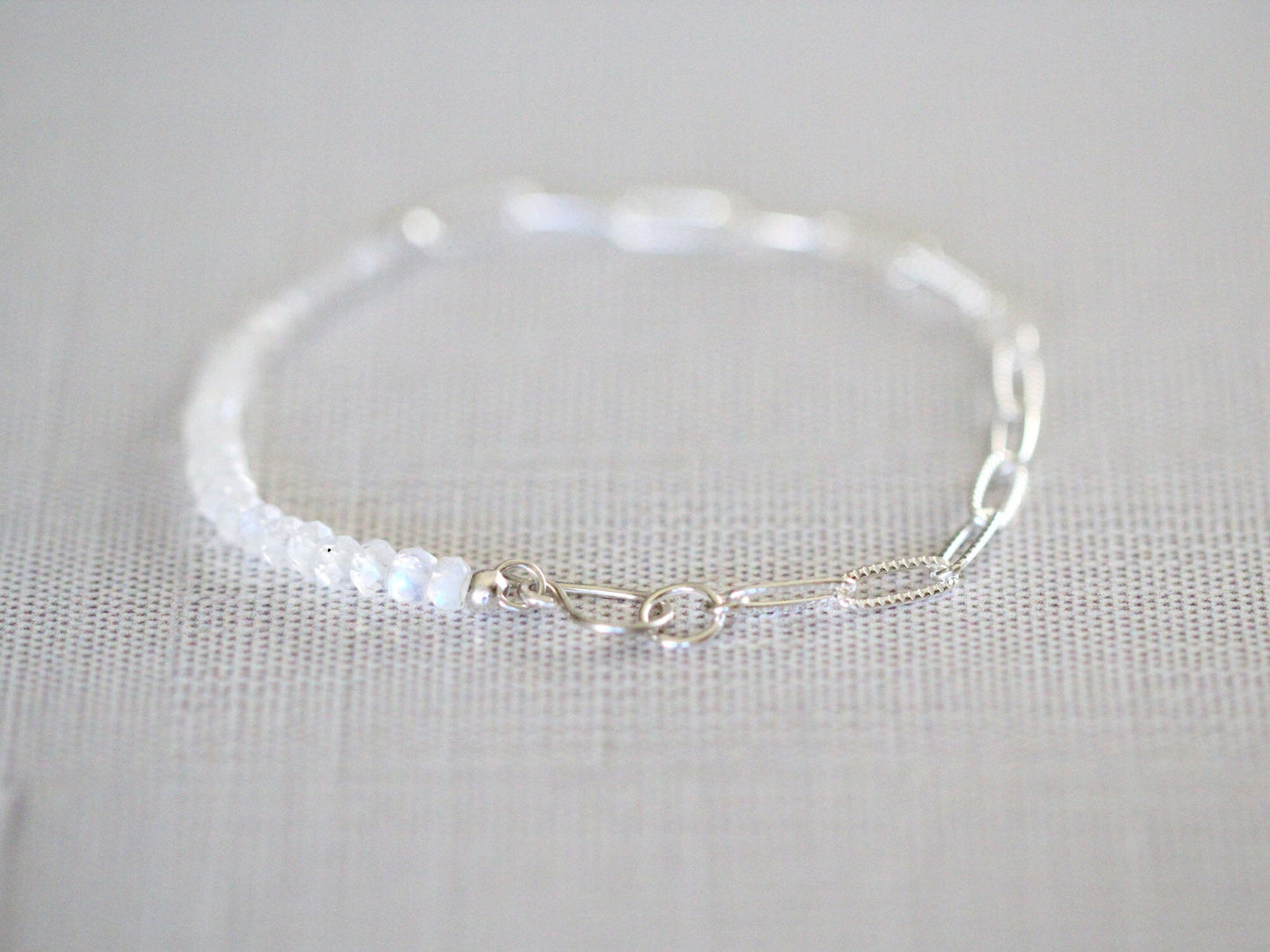 Cara Beaded Bracelet - Moonstone | Faceted Gemstone Bracelet