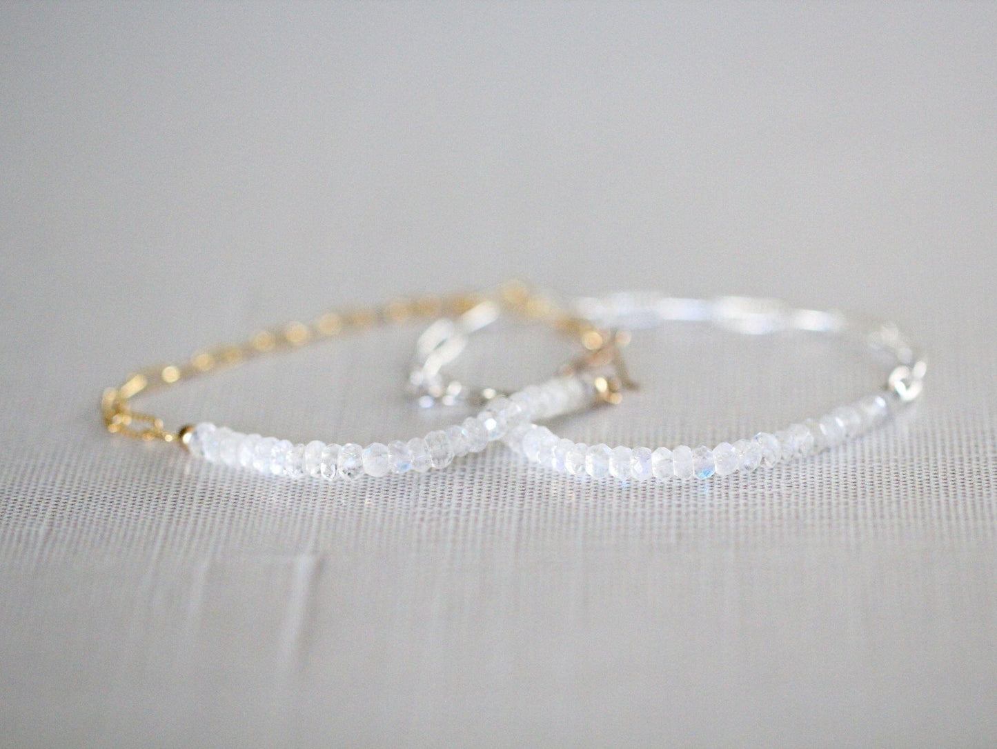 Cara Beaded Bracelet - Moonstone | Faceted Gemstone Bracelet