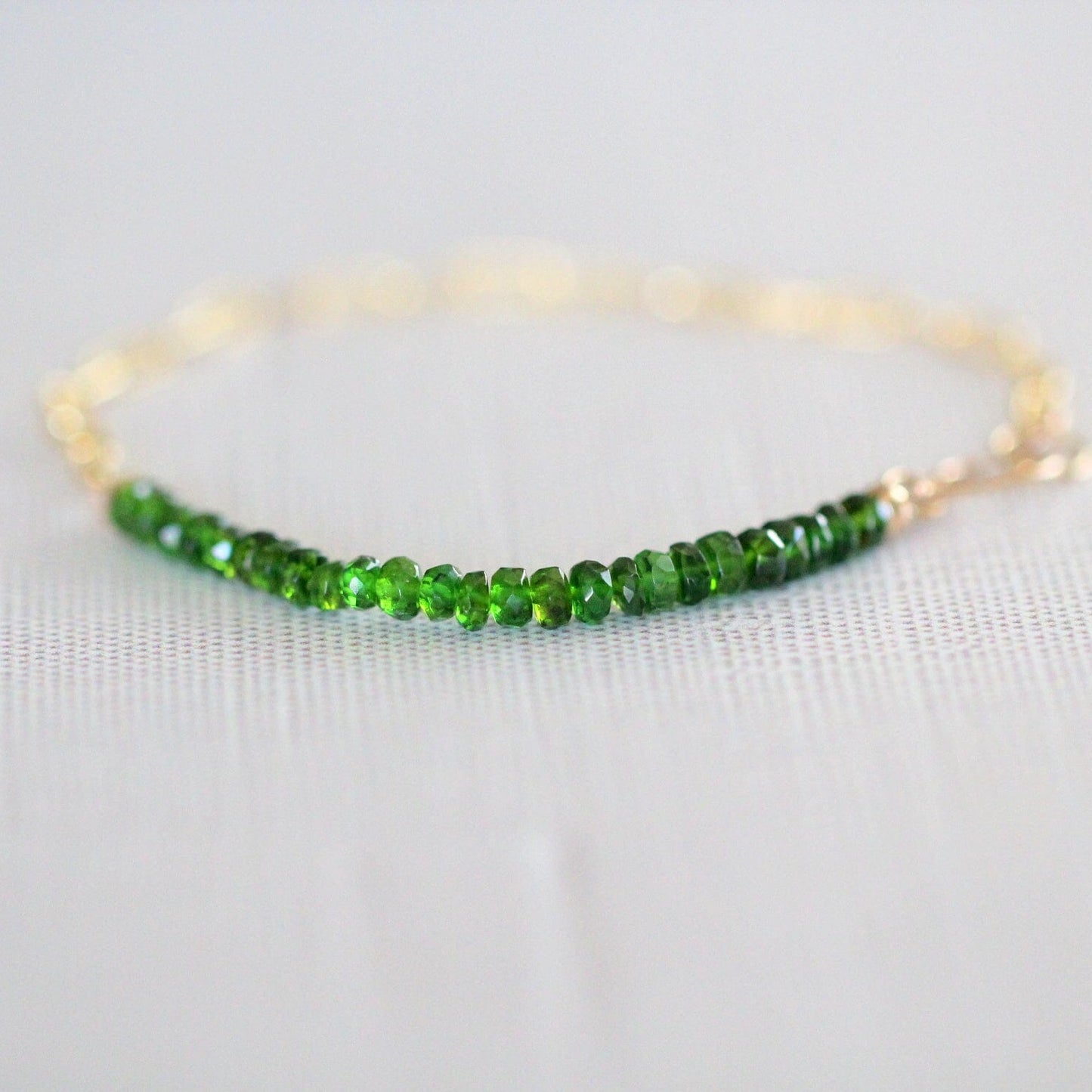 Cara Beaded Bracelet - Chrome Diopside | Faceted Gemstone Bracelet