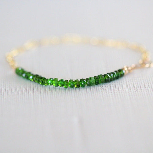 Cara Beaded Bracelet - Chrome Diopside | Faceted Gemstone Bracelet
