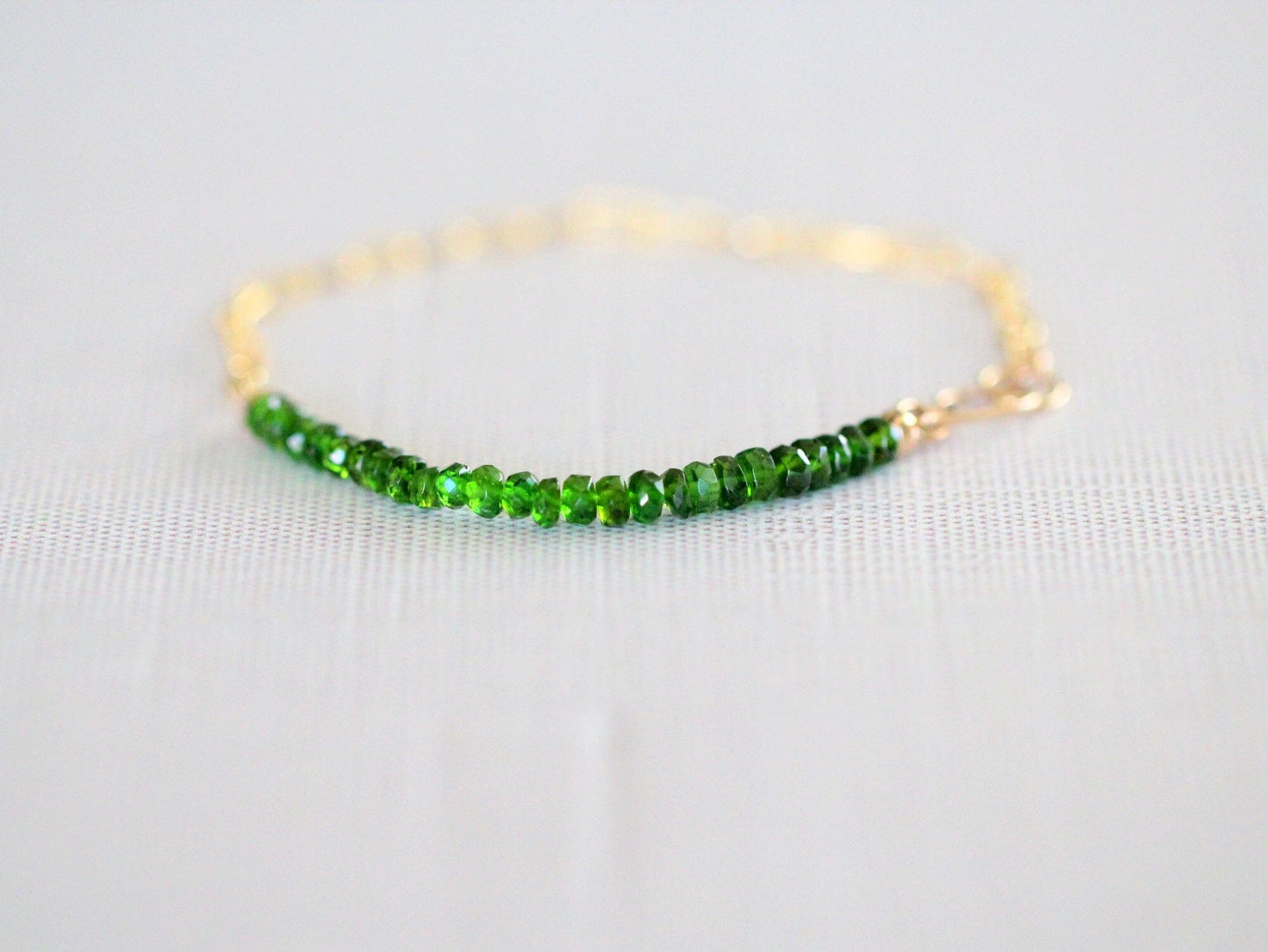 Cara Beaded Bracelet - Chrome Diopside | Faceted Gemstone Bracelet