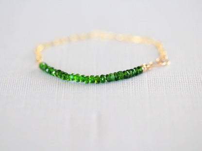 Cara Beaded Bracelet - Chrome Diopside | Faceted Gemstone Bracelet