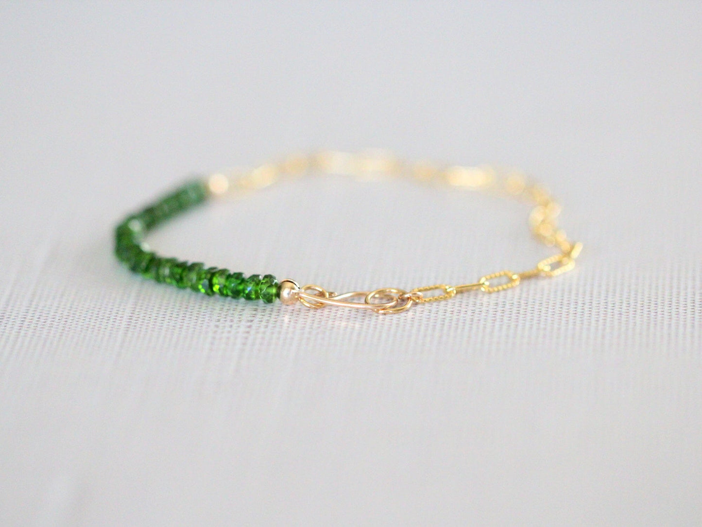 Cara Beaded Bracelet - Chrome Diopside | Faceted Gemstone Bracelet