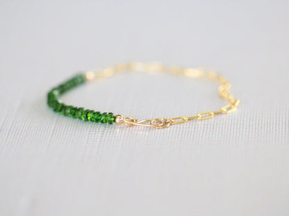 Cara Beaded Bracelet - Chrome Diopside | Faceted Gemstone Bracelet