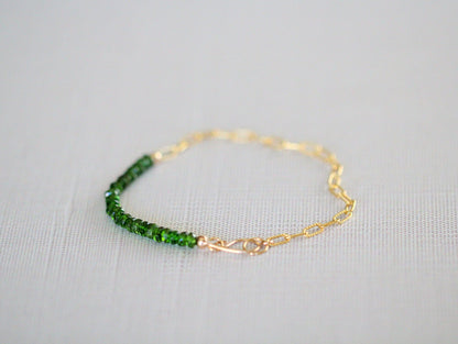 Cara Beaded Bracelet - Chrome Diopside | Faceted Gemstone Bracelet