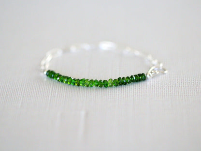 Cara Beaded Bracelet - Chrome Diopside | Faceted Gemstone Bracelet