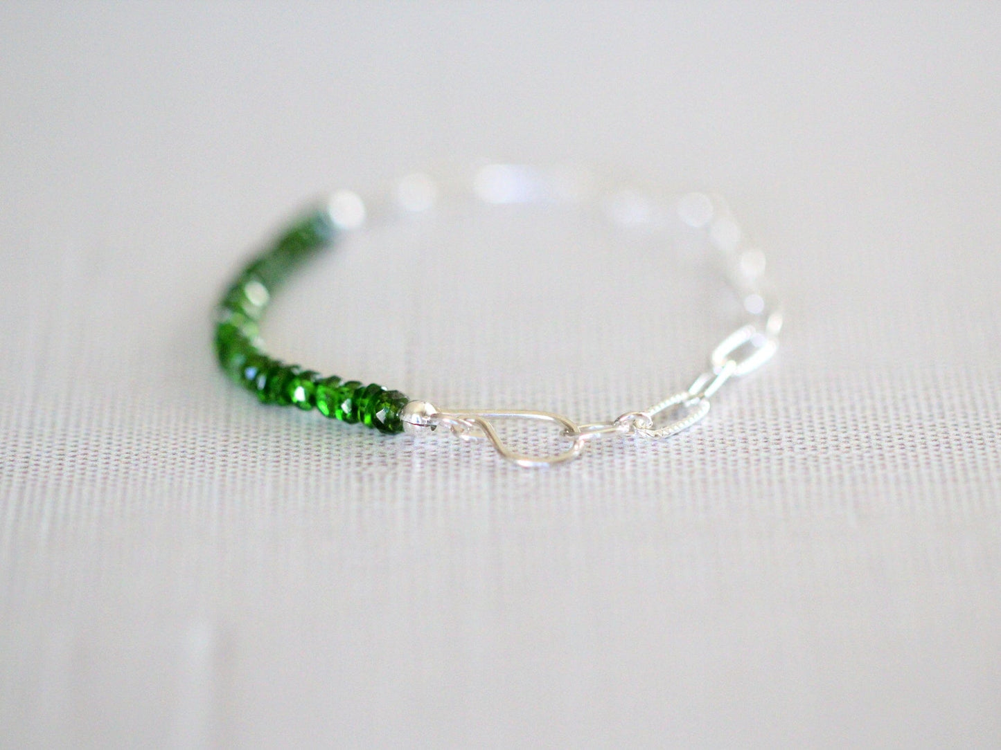 Cara Beaded Bracelet - Chrome Diopside | Faceted Gemstone Bracelet