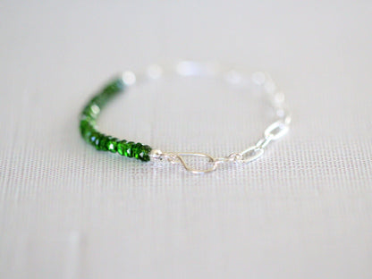 Cara Beaded Bracelet - Chrome Diopside | Faceted Gemstone Bracelet