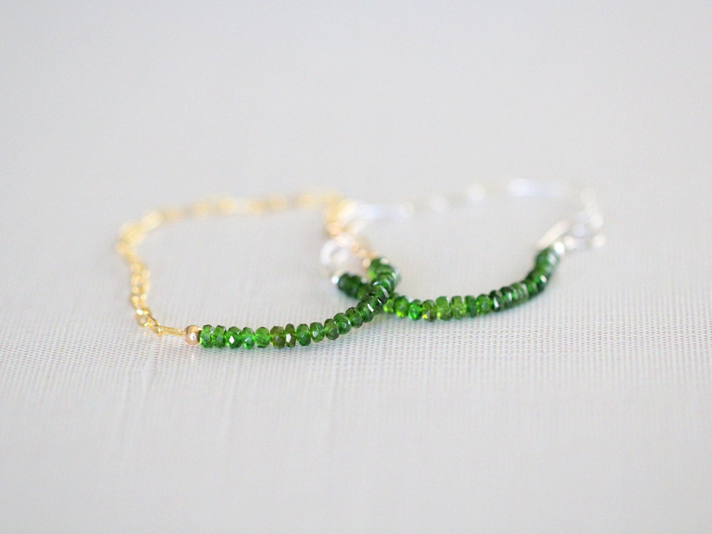 Cara Beaded Bracelet - Chrome Diopside | Faceted Gemstone Bracelet