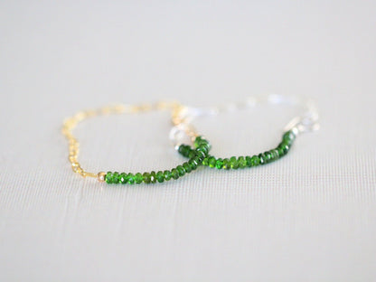 Cara Beaded Bracelet - Chrome Diopside | Faceted Gemstone Bracelet