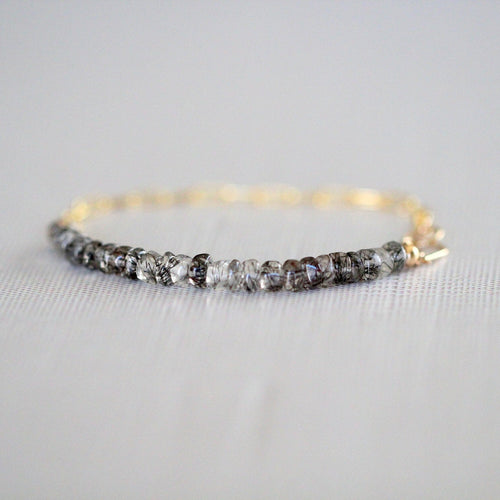 Cara Beaded Bracelet - Rutilated Quartz | Faceted Gemstone Bracelet