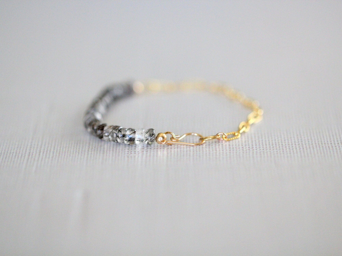 Cara Beaded Bracelet - Rutilated Quartz | Faceted Gemstone Bracelet