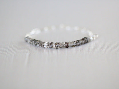 Cara Beaded Bracelet - Rutilated Quartz | Faceted Gemstone Bracelet