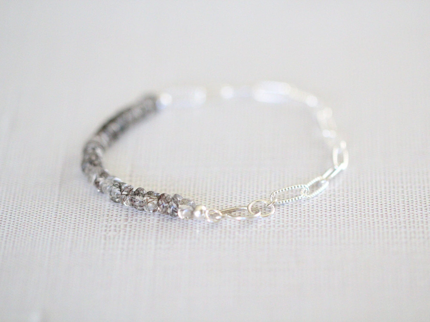 Cara Beaded Bracelet - Rutilated Quartz | Faceted Gemstone Bracelet