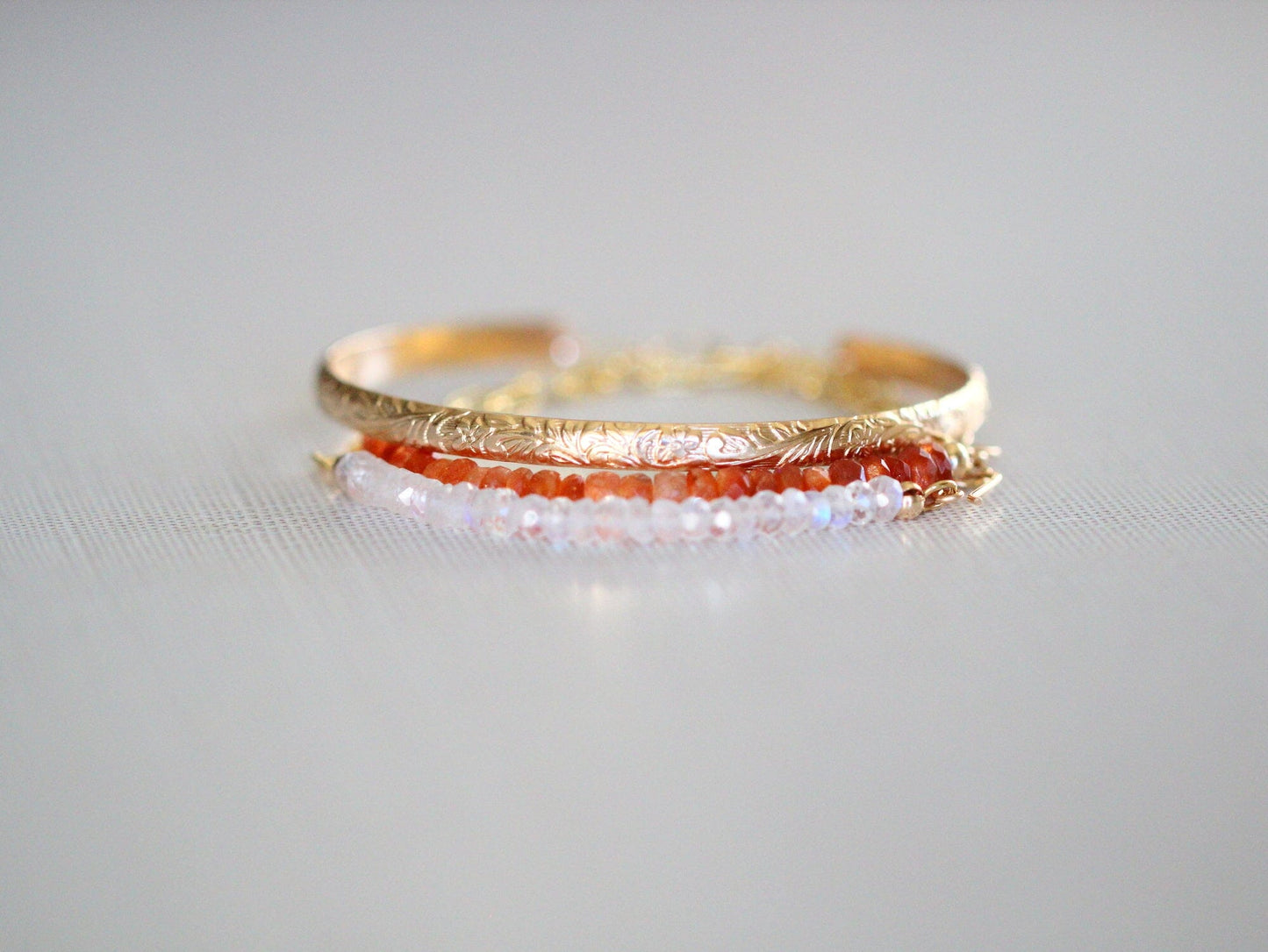 Cara Beaded Bracelet - Sunstone | Faceted Gemstone Bracelet