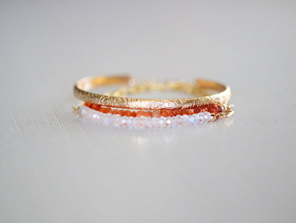 Cara Beaded Bracelet - Sunstone | Faceted Gemstone Bracelet