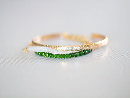 Cara Beaded Bracelet - Chrome Diopside | Faceted Gemstone Bracelet