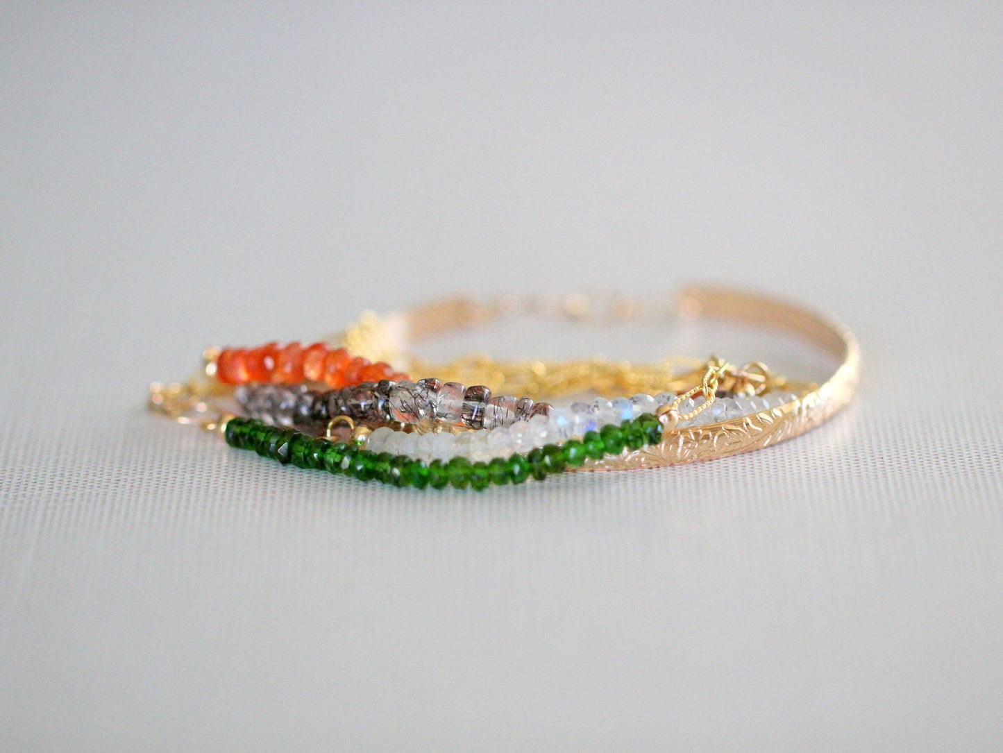 Cara Beaded Bracelet - Moonstone | Faceted Gemstone Bracelet