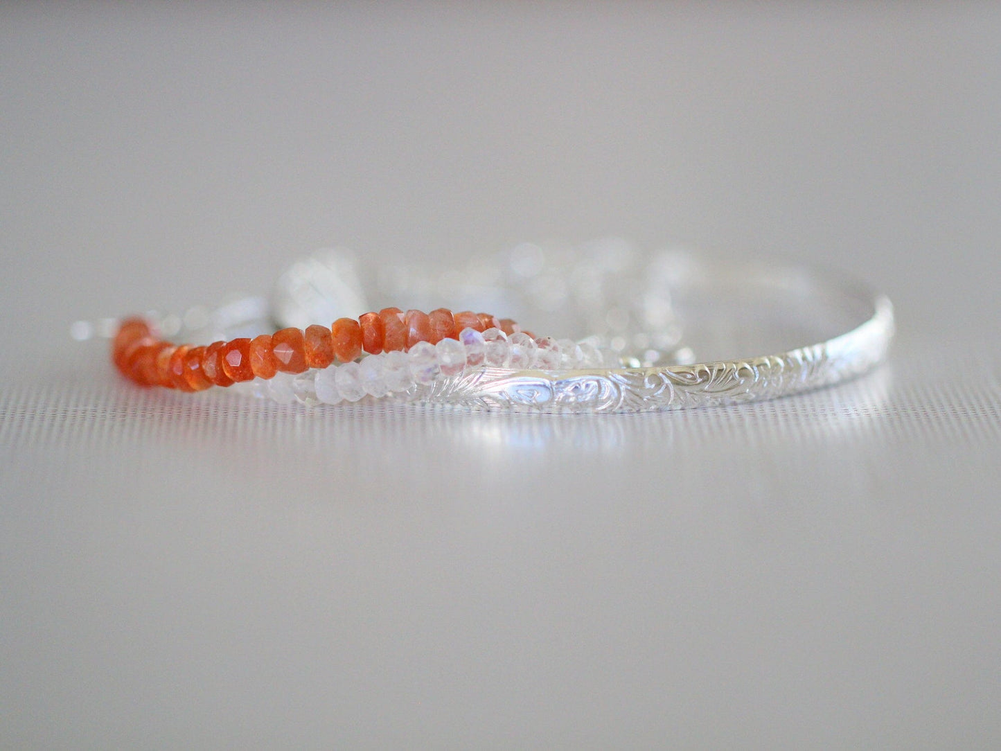 Cara Beaded Bracelet - Sunstone | Faceted Gemstone Bracelet