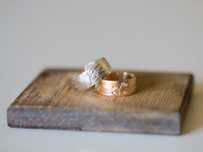 Poppy Cigar Band | Etched Floral Statement Ring