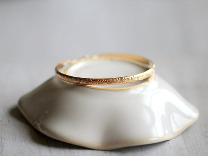 Blossom Floral Bangle | Engraved Floral Bracelet