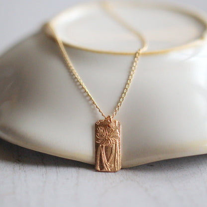 Poppy Necklace | Etched Floral Pendant