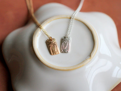 Poppy Necklace | Etched Floral Pendant
