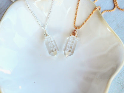 Echo Necklace | Floral Crystal Quartz Pendant