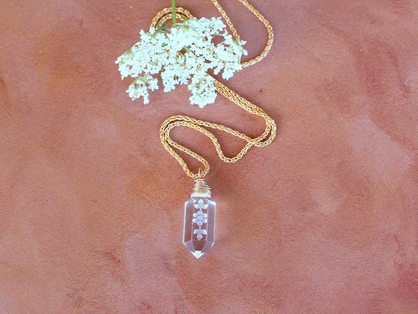 Echo Necklace | Floral Crystal Quartz Pendant