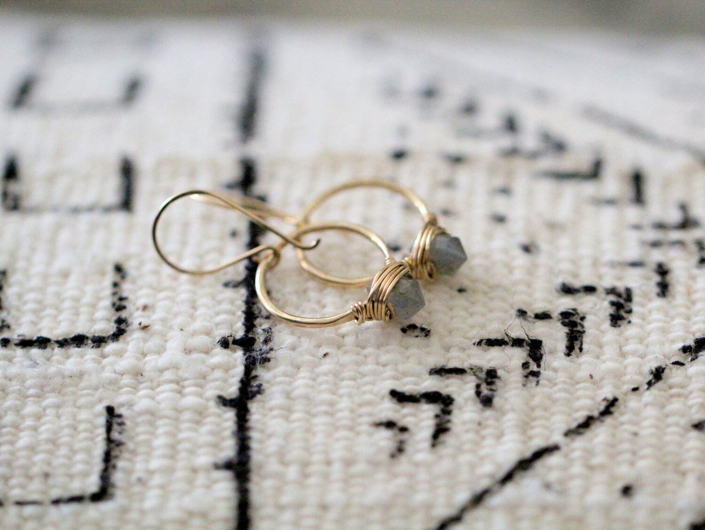 Pike Hoops - Labradorite | Wire Wrapped Gemstone Earrings