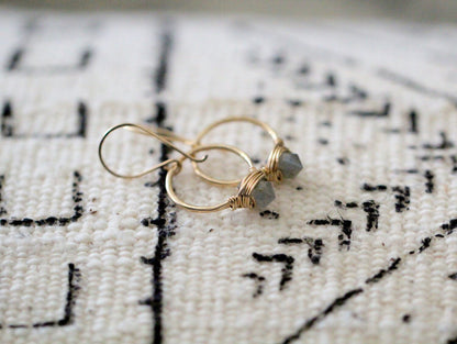 Pike Hoops - Labradorite | Wire Wrapped Gemstone Earrings