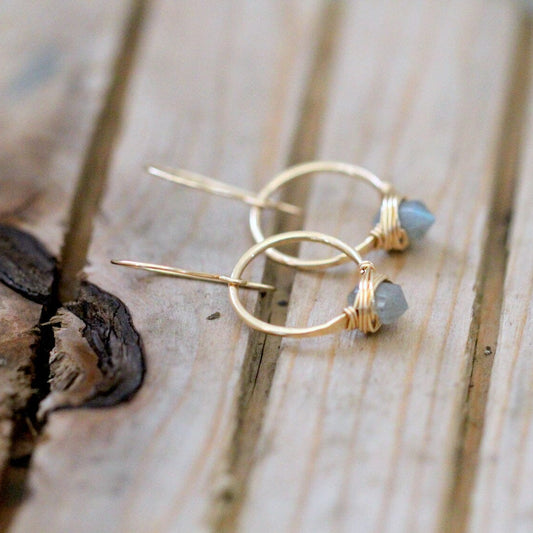Pike Hoops - Labradorite | Wire Wrapped Gemstone Earrings