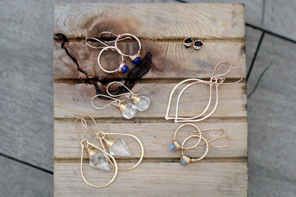Pike Hoops - Labradorite | Wire Wrapped Gemstone Earrings