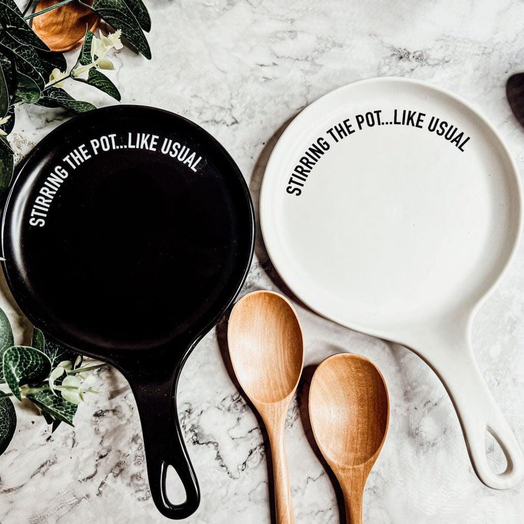 Stirring the Pot | Porcelain Spoon Rest with Wooden Spoon