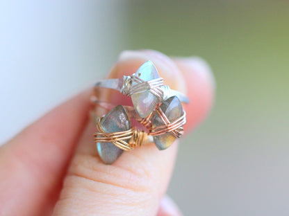 Labradorite Marquis Caged Ring | Wire Wrapped Gemstone Ring