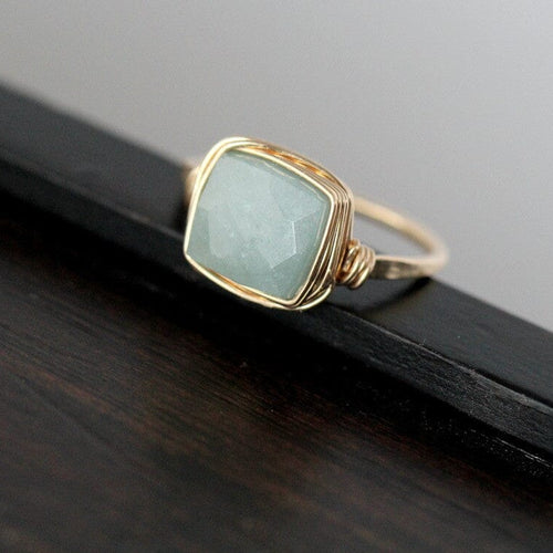 Aquamarine Cocktail Ring | Square Cut Gemstone Statement Ring