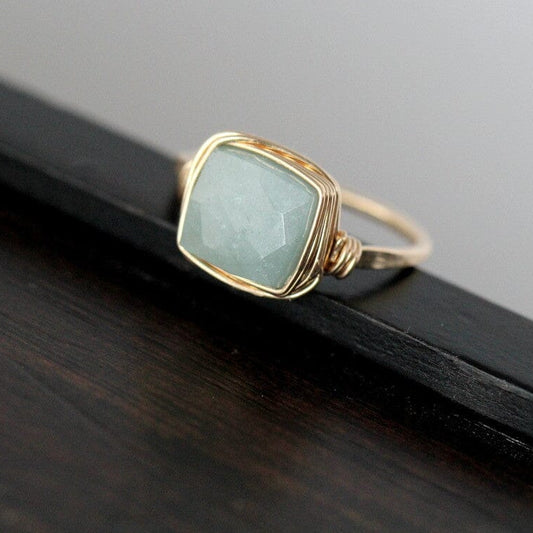 Aquamarine Cocktail Ring | Square Cut Gemstone Statement Ring