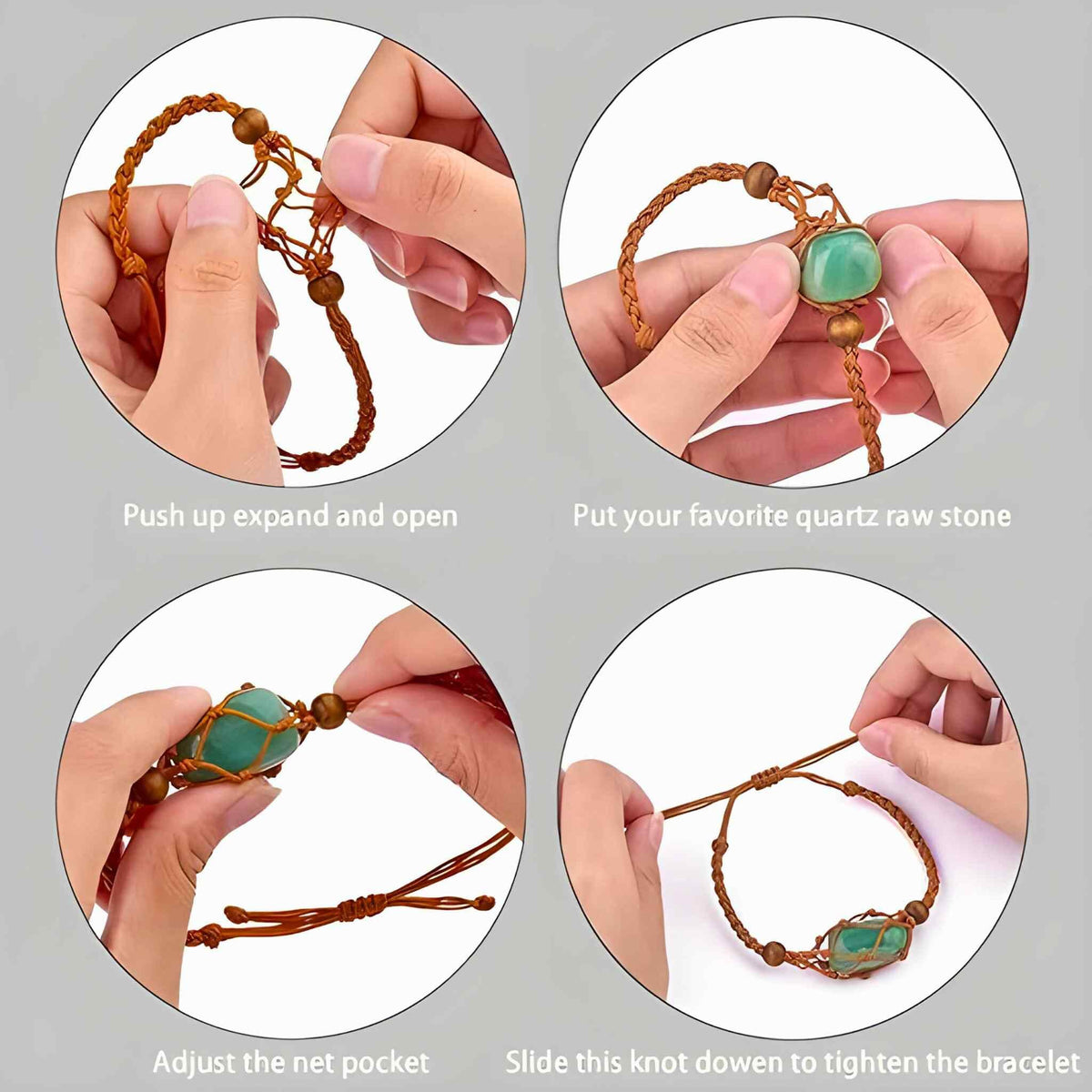 Macrame Crystal Holder Bracelet | Braided Stone Cage