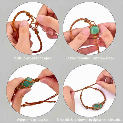 Macrame Crystal Holder Bracelet | Braided Stone Cage