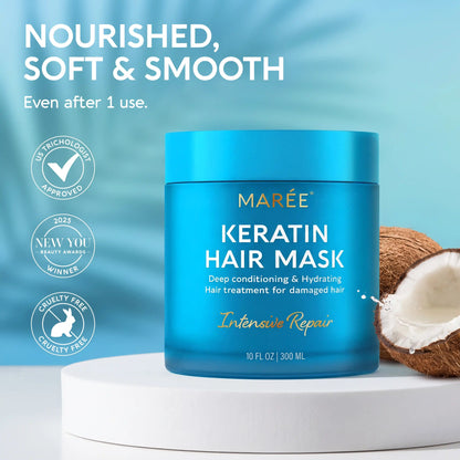 Keratin Mask for Damaged Hair - Deep Repair & Frizz Control Treatment