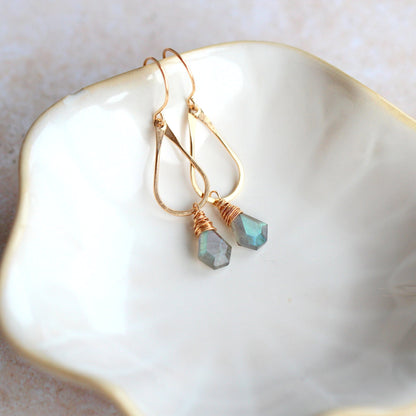 Prism Hoop Earrings | Labradorite Gemstone Hoops
