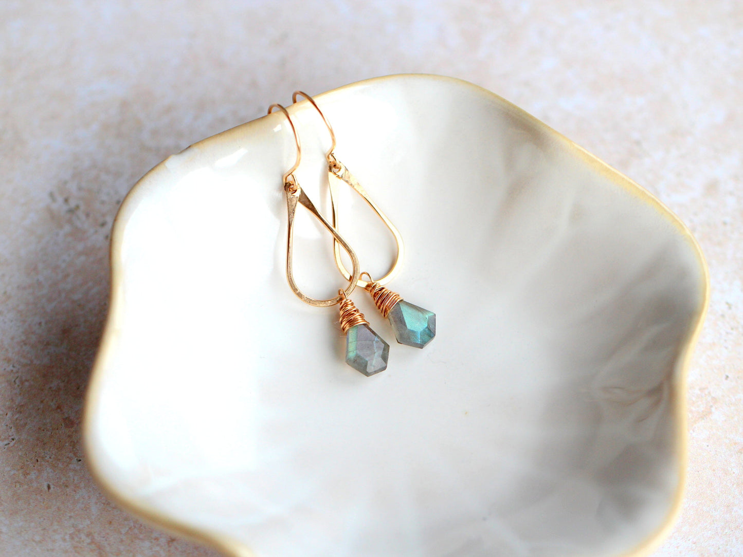 Prism Hoop Earrings | Labradorite Gemstone Hoops