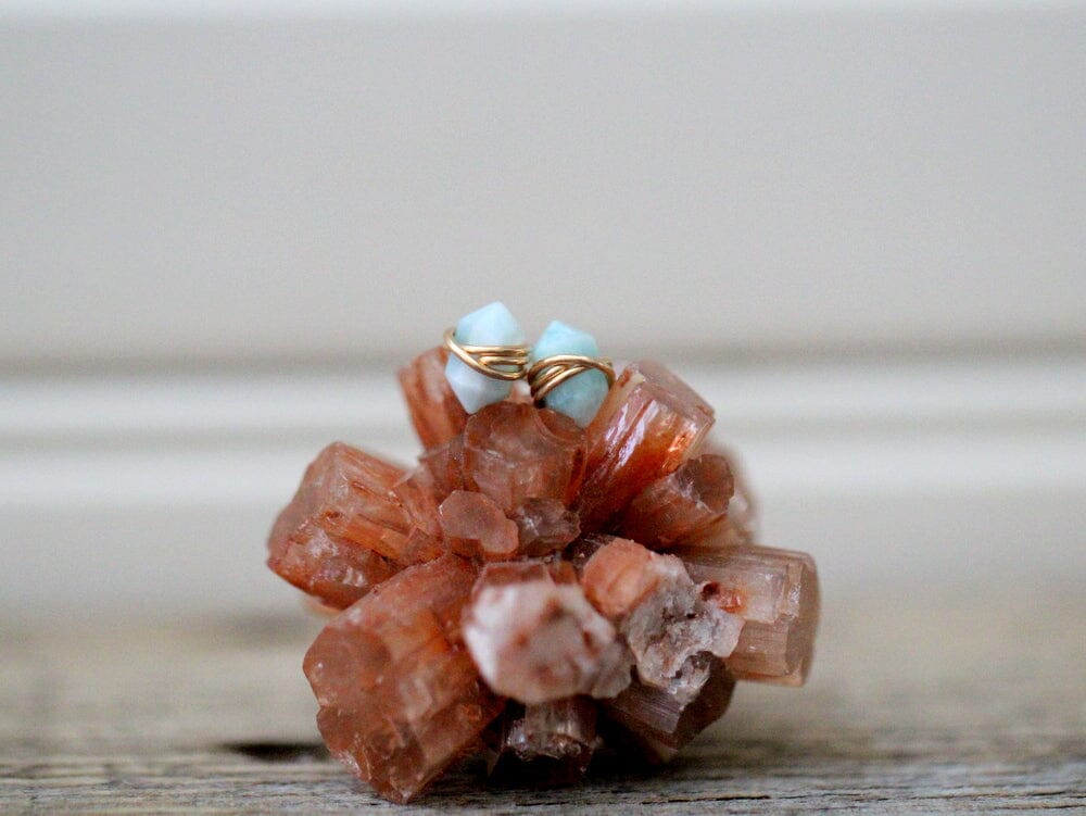 Pike Studs - Larimar | Geometric Gemstone Earrings