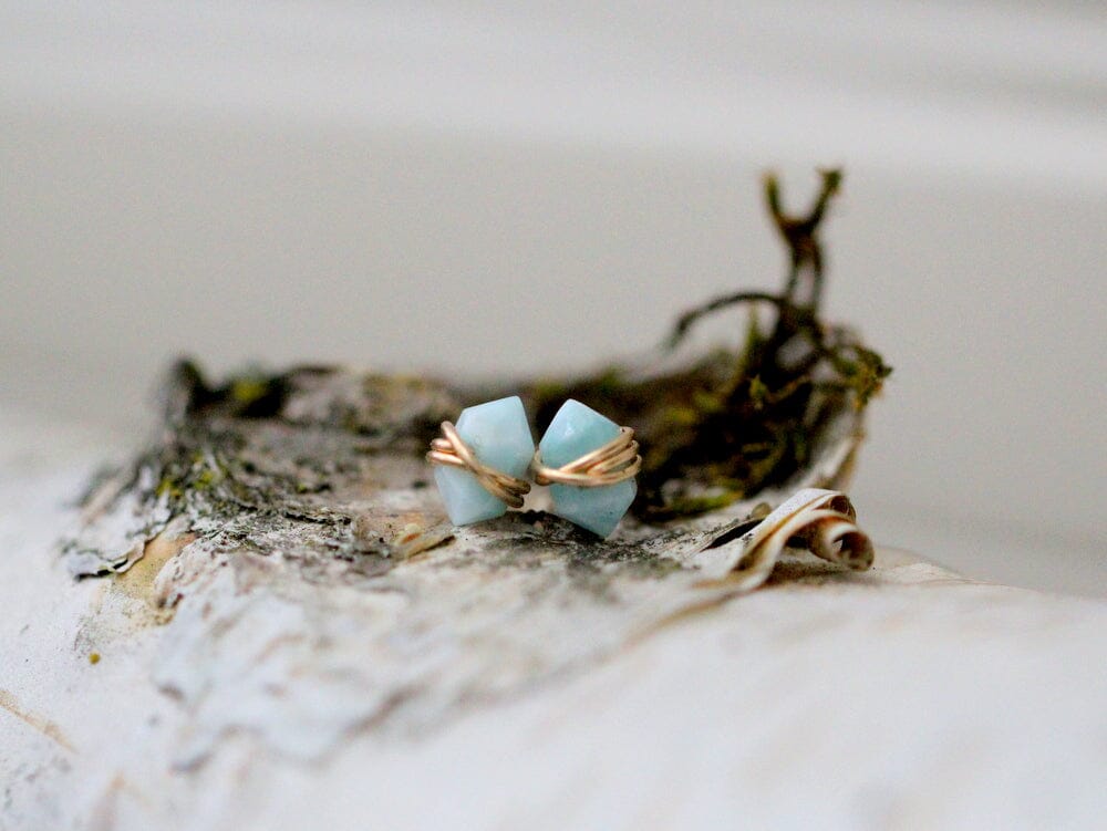 Pike Studs - Larimar | Geometric Gemstone Earrings